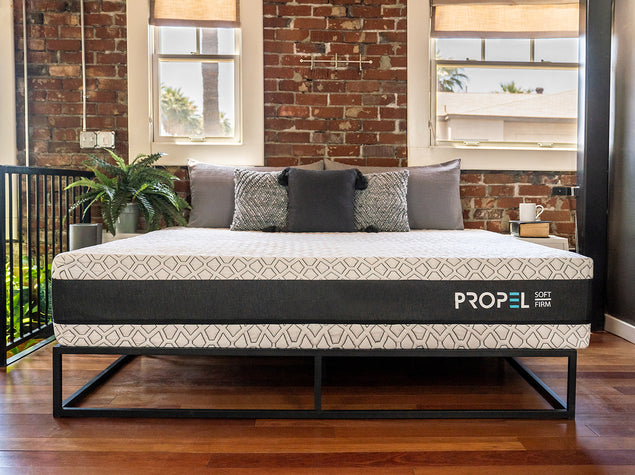 Propel Dual-Sided Hybrid Mattress on Bed Frame